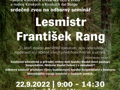 Odborný seminář Lesmistr Rang - 22. září, zámek Kinských ve Žďáru nad Sázavou